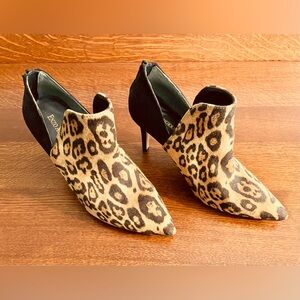 Leopard Animal Print High Heels Boots with Back Zipper EUC Size 7